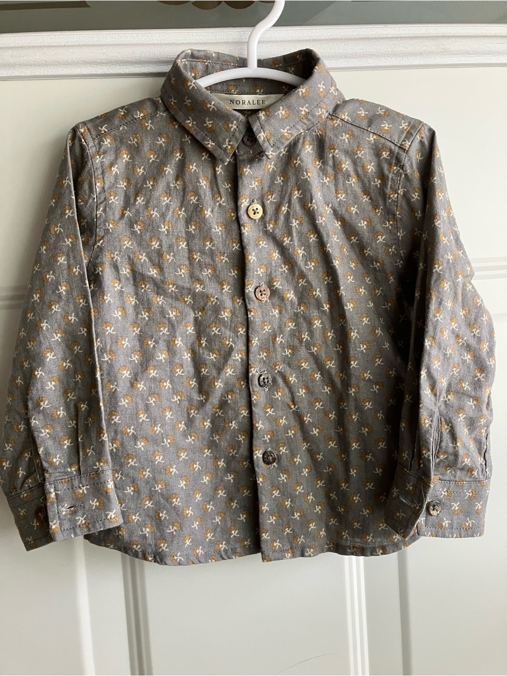 Noralee grey button down linen cotton shirt 12 months